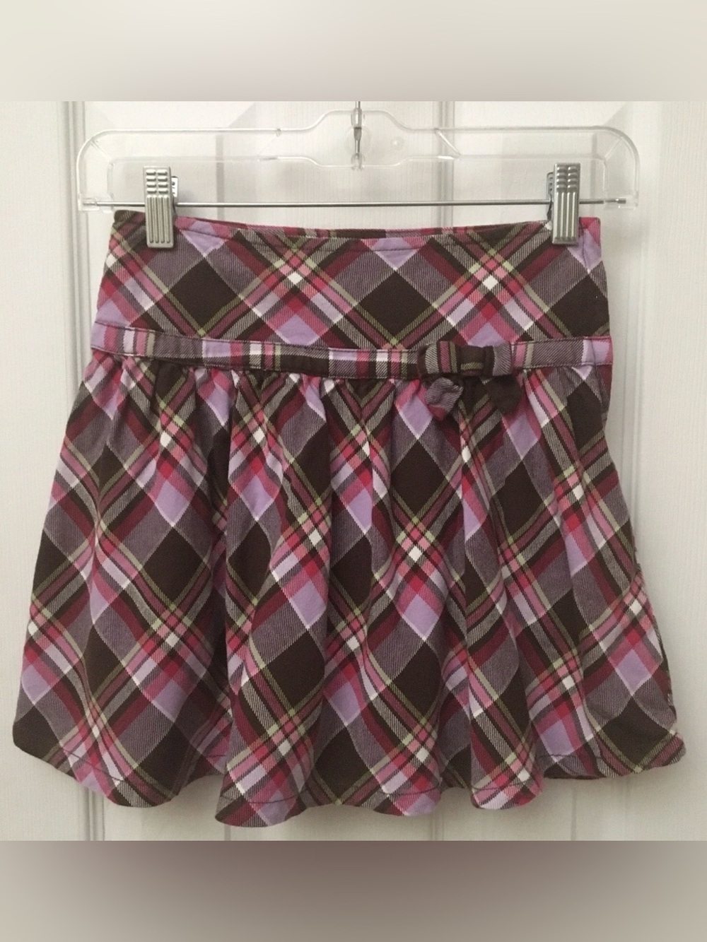 Gymboree Plaid Girls Skort Skirt Size 8 Zipper Purple Plum Pink Adjustable Waist